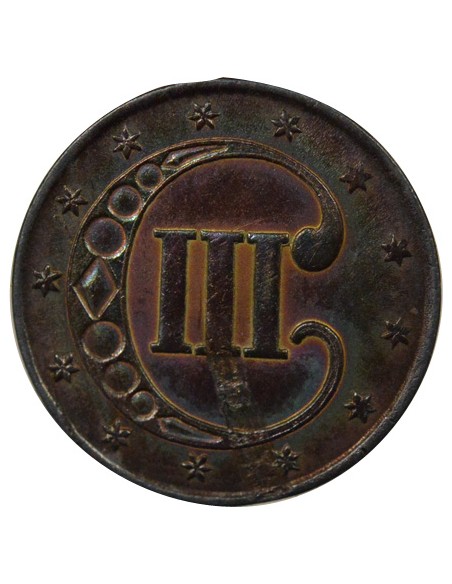 USA 1e Type 3 cents Argent 1851 Philadelphie