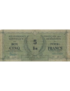 Nouvelles Hébrides 5 francs - ND (1943) - P.1 5 francs 1943