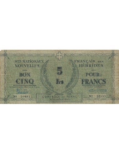 Nouvelles Hébrides 5 francs - ND (1943) - P.1 5 francs 1943