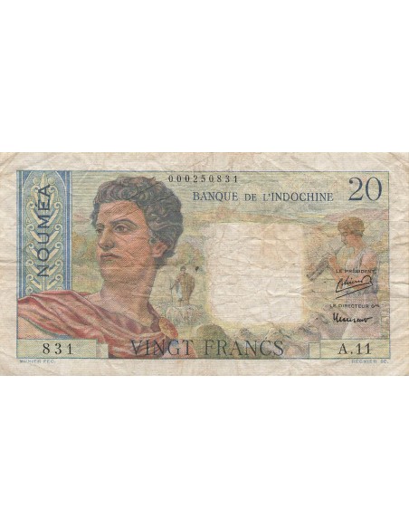 Nle Calédonie 20 Francs - Jeune berger - ND (1951) - P.50a 20 francs 1951