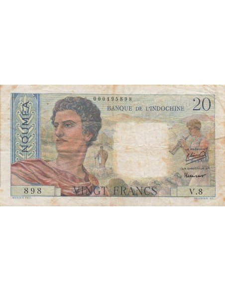 Nle Calédonie 20 Francs - Jeune berger - ND (1951) - P.50a 20 francs 1951