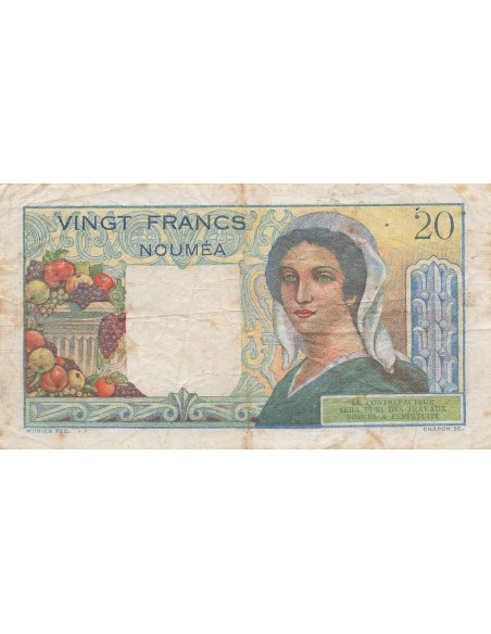Nle Calédonie 20 Francs - Jeune berger - ND (1951) - P.50a 20 francs 1951