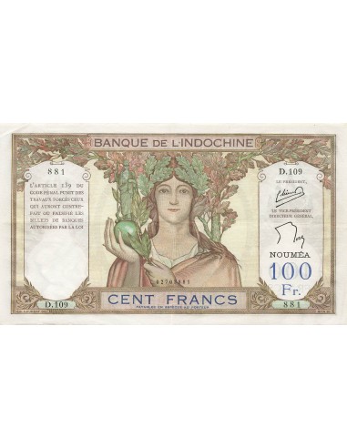 Nle Calédonie 100 Francs - ND (1957) - P.42d 100 francs 1957