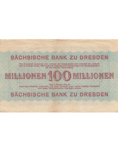 Allemagne 100 Millions de Mark - Dresde - 01-10-1923 - P.S965 100 million de mark 1923