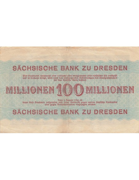 Allemagne 100 Millions de Mark - Dresde - 01-10-1923 - P.S965 100 million de mark 1923