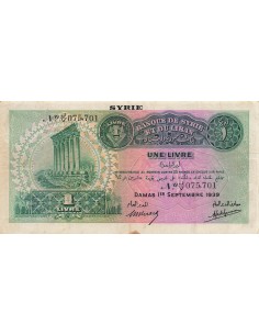 Syrie 1 Livre - 01-09-1939 - P.40 1 livre 1939
