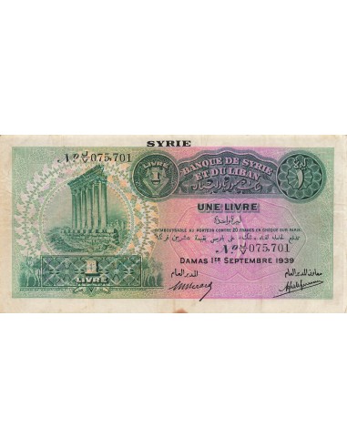 Syrie 1 Livre - 01-09-1939 - P.40 1 livre 1939