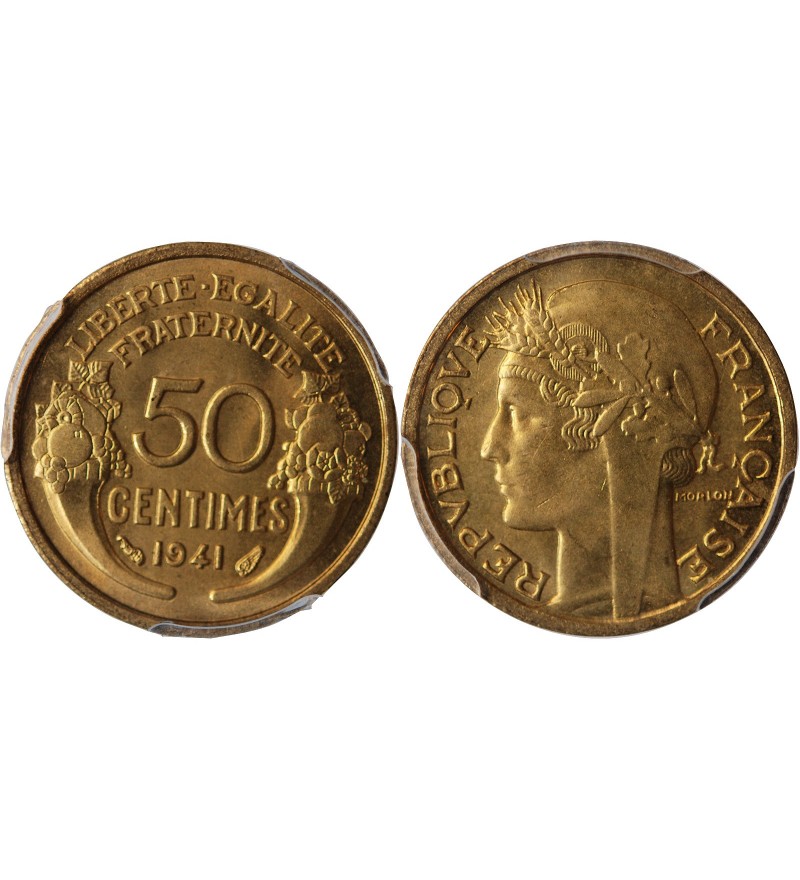 MORLON - 50 CENTIMES 1932 "variété 9 ouvert avec raisin" PCGS MS65﻿