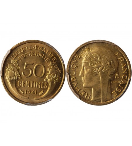 MORLON - 50 CENTIMES 1932 "variété 9 ouvert avec raisin" PCGS MS65﻿