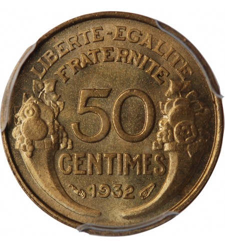 MORLON - 50 CENTIMES 1932 "variété 9 ouvert avec raisin" PCGS MS65﻿
