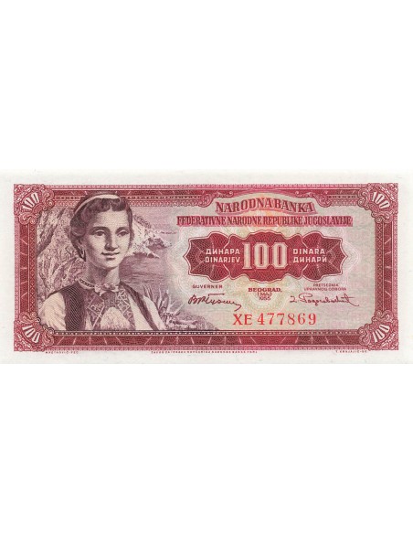 Yougoslavie 100 Dinara - 1955 - Remplacement - P.69 100 dinara 1955