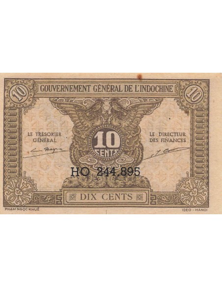Indo-Chine Fr. 10 Cents - ND (1942) - P.89a 10 cents 1942