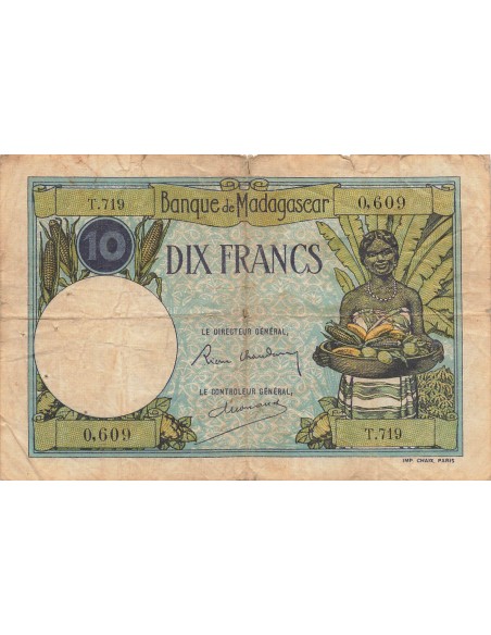 Madagascar 10 Francs - ND (1937-1947) - P.36b 10 francs 1937