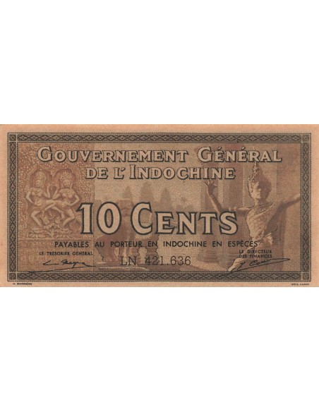 Indo-Chine Fr. 10 Cents - ND (1939) - P.85e 10 cents 1939
