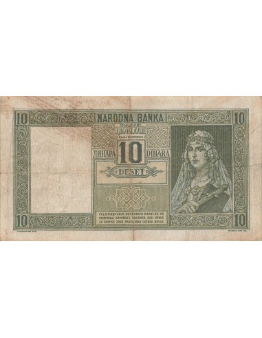 Roi de Yougoslavie 10 Dinara - Pierre II - 1939 - P.35 10 dinara 1939