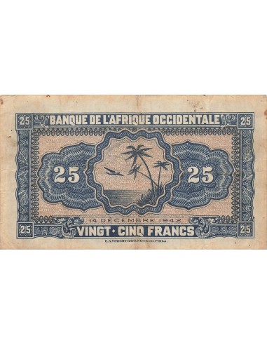 Afrique de l'Ouest 25 Francs - 14-12-1942 - P.30a 25 francs 1942