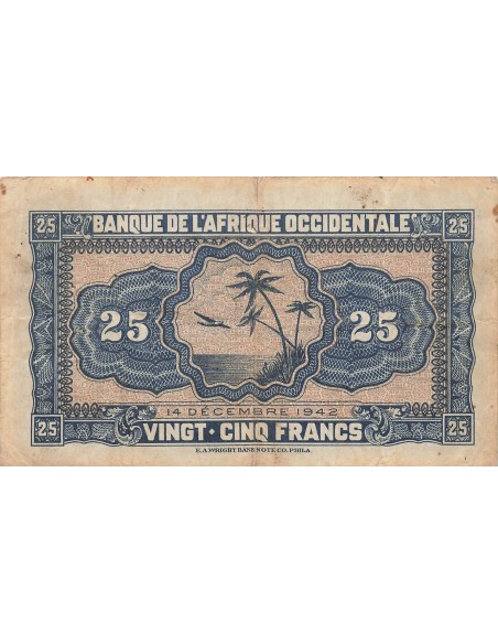 Afrique de l'Ouest 25 Francs - 14-12-1942 - P.30a 25 francs 1942