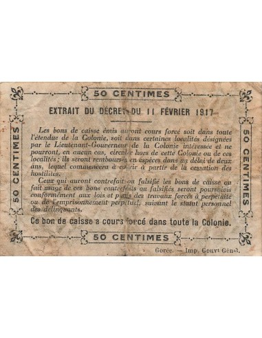 Sénégal 50 Centimes - 1917 - Filigrane Abeilles - P.1b 1000 francs 1917