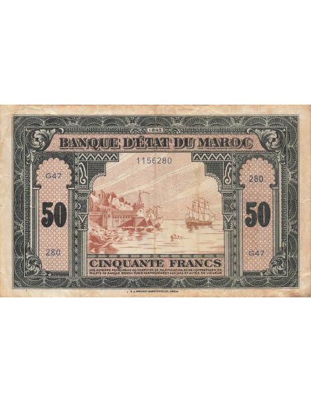 Maroc 50 Francs - 01-08-1943 - P.26a 50 francs 1943