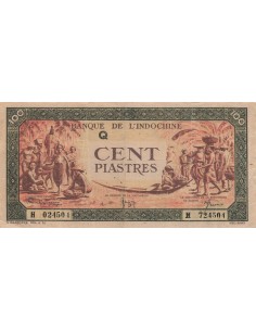 Indo-Chine Fr. 100 Piastres - ND (1942-45) - Lettre Q - P.73 100 piastres 1942