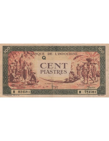 Indo-Chine Fr. 100 Piastres - ND (1942-45) - Lettre Q - P.73 100 piastres 1942
