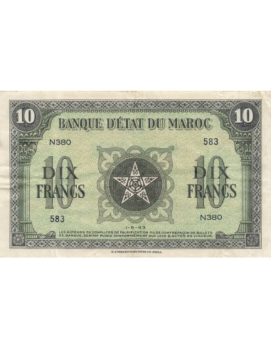 Maroc 10 Francs - 01-05-1943 - P.25 10 francs 1943