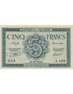 Algérie 5 Francs - 16-11-1942 - P.91 5 francs 1942