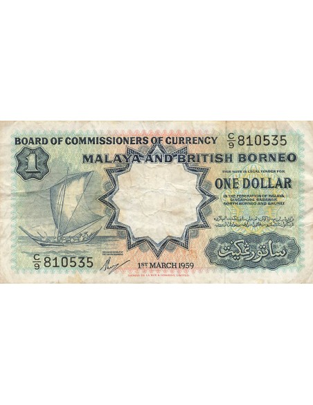Malaya et Bornéo 1 Dollar - 1959 - P.8A 1 dollar 1959