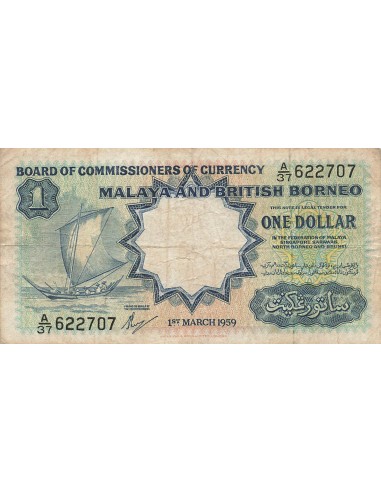 Malaya et Bornéo 1 Dollar - 1959 - P.8 1 dollar 1959