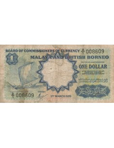 Malaya et Bornéo 1 Dollar - 1959 - Petit numéro - P.8 1 dollar 1959