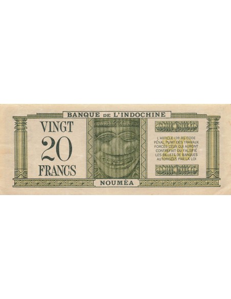 Nle Calédonie 20 Francs - ND (1944) - P.49 20 francs 1944