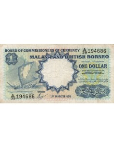Malaya et Bornéo 1 Dollar - 1959 - P.8 1 dollar 1959