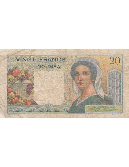 Nle Calédonie 20 Francs - Jeune berger - ND (1954-58) - P.50b 20 francs 1954