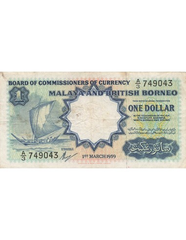 Malaya et Bornéo 1 Dollar - 1959 - P.8 1 dollar 1959