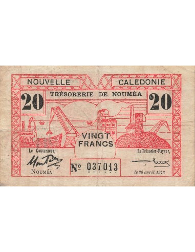 Nle Calédonie 20 Francs - 30-04-1943 - Nouméa - P.57a 20 francs 1943