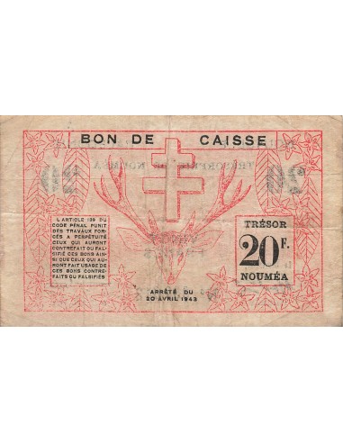 Nle Calédonie 20 Francs - 30-04-1943 - Nouméa - P.57a 20 francs 1943