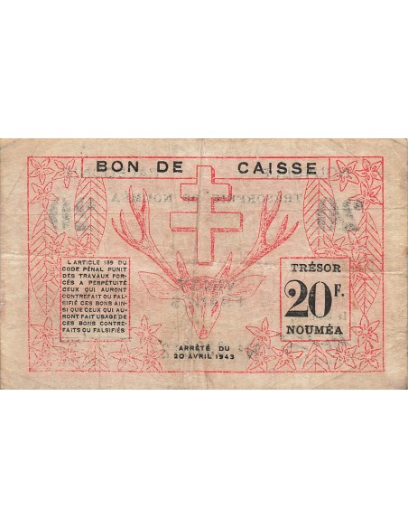 Nle Calédonie 20 Francs - 30-04-1943 - Nouméa - P.57a 20 francs 1943