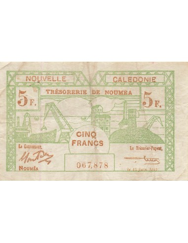 Nle Calédonie 5 Francs - 15-06-1943 - Nouméa - P.58 5 francs 1943