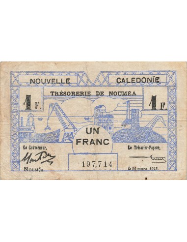 Nle Calédonie 1 Franc - 29-03-1943 - Nouméa - P.55b 1 franc 1943