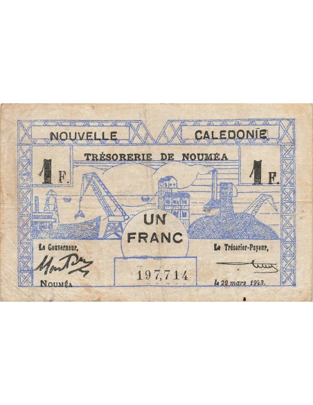 Nle Calédonie 1 Franc - 29-03-1943 - Nouméa - P.55b 1 franc 1943