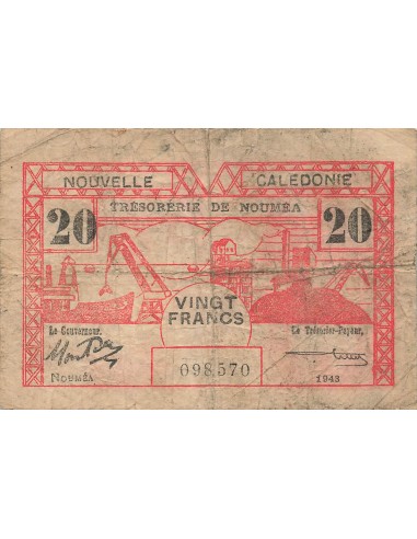 Nle Calédonie 20 Francs - 1943 - Nouméa - P.57b 20 francs 1943