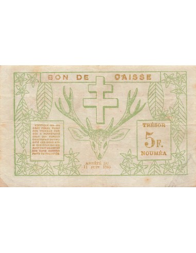 Nle Calédonie 5 Francs - 15-06-1943 - Nouméa - P.58 5 francs 1943