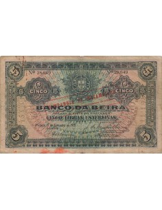 Mozambique 5 Libras - 15-09-1919 - Surcharge - P.R21 5 libras 1919