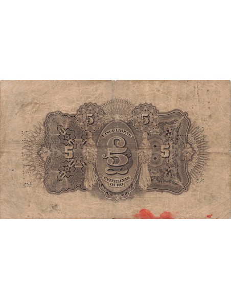 Mozambique 5 Libras - 15-09-1919 - Surcharge - P.R21 5 libras 1919