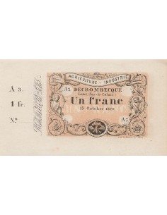 1 Franc - Lens - Decrombecque - 15-10-1870 1 franc 1870