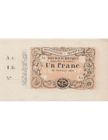 1 Franc - Lens - Decrombecque - 15-10-1870 1 franc 1870