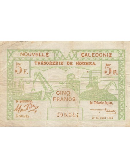 Nle Calédonie 5 Francs - 15-06-1943 - Nouméa - P.58 5 francs 1943