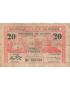 Nle Calédonie 20 Francs - 30-04-1943 - Nouméa - P.57a 20 francs 1943