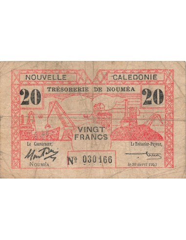 Nle Calédonie 20 Francs - 30-04-1943 - Nouméa - P.57a 20 francs 1943