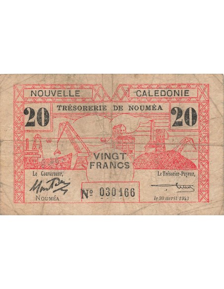 Nle Calédonie 20 Francs - 30-04-1943 - Nouméa - P.57a 20 francs 1943
